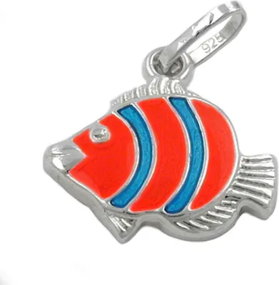 Produktbild von Anhänger Silberanhänger Clownfisch orange blau 925 Silber Kinder