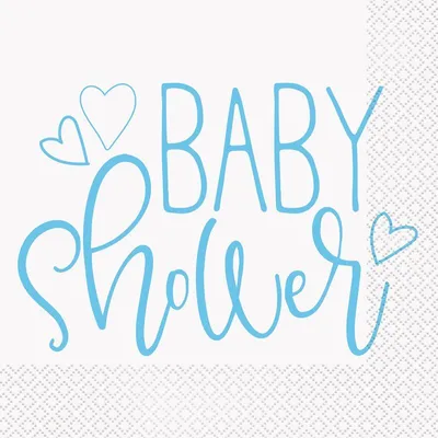 Produktbild von Baby Shower hellblaue Herzen 16 Servietten