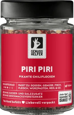 Produktbild von Piri-Piri, geschrotet, Chili Gewürz mit scharfer Note, Chiliflocken, 60g im Glas