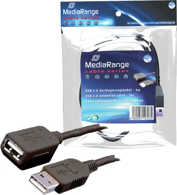 Produktbild von MediaRange Verlängerungskabel USB 2.0 A->A St/Bu 3m schwarz