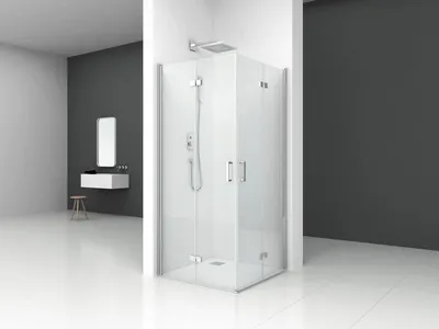 Produktbild von Duschkabine 90x90 MARWELL Shine Square chrome Falteckdusche- 90x90x195cm - mit Schwingrichtung in beide Seiten - mit EasyClean - hochwertige Aluminiumprofile