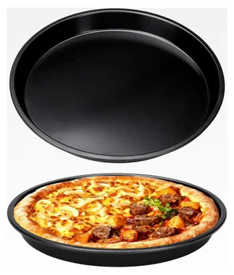 Produktbild von 2 Stück Pizzablech, rundes Backblech für Pizza und Kuchen, spülmaschinenfest, Durchmesser 28 cm