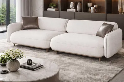 Obrázok produktu pre Biela trojsedačka – štýlová pohovka do obývacej izby, čalúnené pohovky