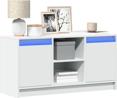 Zdjęcie produktu dla Maison Exclusive – szafka pod telewizor z oświetleniem LED, biała, 100 x 34 x 50 cm, materiał drewnopochodny