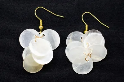 Produktbild von Perlmutt Ohrringe Miniblings Hänger Dangle Perlmuttscheiben Hippie Boho creme