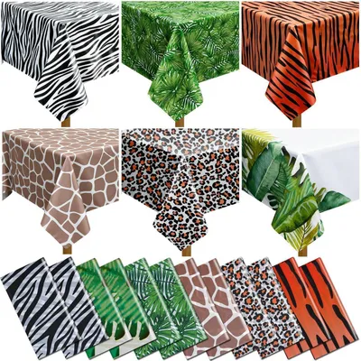 Produktbild von Tischdecken Safari 12 Stück 137 x 274 cm PEVA Dschungeltier Motiv