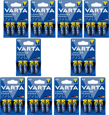 Produktbild von 10 x 4er Blister Varta Longlife Power AA, Alkaline, Cylindrical, 1.5 V, AA, 2900 mAh