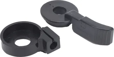 Two black plastic throttle lever components are shown against a white background.