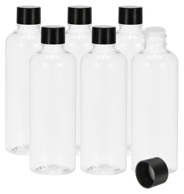 Image de Flacons de voyage avec bouchon à vis - 6 pièces de 100 ml. Étanches, idéaux pour le shampooing et les lotions