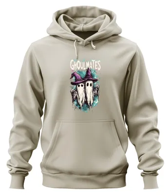 Productafbeelding van Ghoulmates Halloween: Spoken, geesten, paar, heksenhut, vintage, uni, hoodie, sweater, natuur, maat L