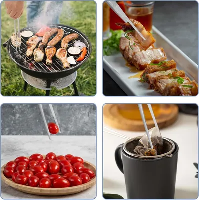 Produktbild von 30 cm Edelstahl Professionelles Kochpinzette mit Antirutschgriff für die Küche - Ideal als Grill-, Fleisch-, Brat- oder Servierzange
