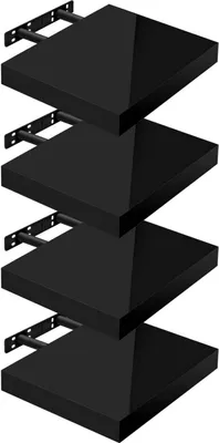 Image de Ensemble de 4 étagères murales flottantes | Noir | 30 x 3,8 x 22,9 cm