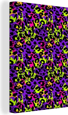 Produktbild von OneMillionCanvasses® - Leinwandbilder - 90x140 cm, Pantherdruck - Neon - Regenbogen, Wandbilder Kunstdruck Wanddekoration - Wandschmucke - Schlafzimmer