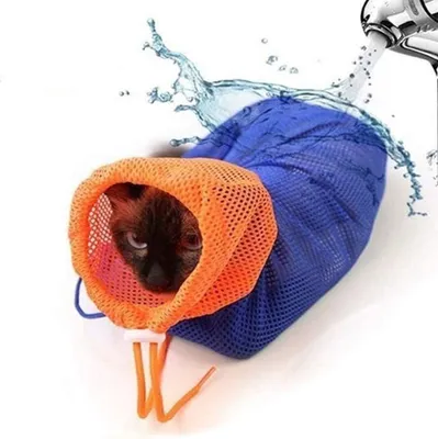 Produktbild von Katzenpflegetasche, Welpen- und Hundepflegetasche aus weichem Polyester-Netzgewebe, kratz- und bissfest, zum Baden, Spritzen, Untersuchen und Krallenschneiden