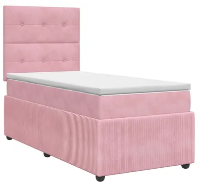 Obrázok produktu pre Skriňová posteľ s matracom s čelom ružová 90 x 200 cm zamatová