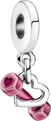 Produktbild von Pandora Charm Dangle Anhänger 799545C01 Dumbbell Heart Sterling Silber 925 pink enamel