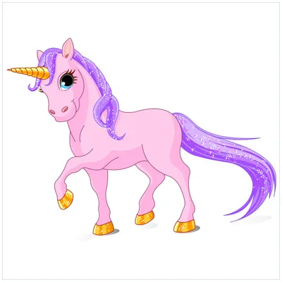 Produktbild von Wallario Premium Glasbild, freischwebende Optik, kräftige Farben, Größe 50 x 50 cm Motiv Einhorn in rosa mit Schweif in lila
