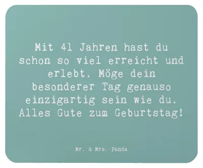 Produktbild von Mr. & Mrs. Panda Mouse Pad Spruch 41. Geburtstag - Meeresbrise - Geschenk, alles Gute, Lebensreise, mausteppich, runder, Geburtstagsgeschenk, Meilenstein, Happy Birthday