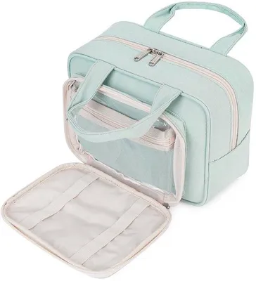 Immagine prodotto di Grande trousse da donna, borsa capiente, trousse per il trucco in verde menta