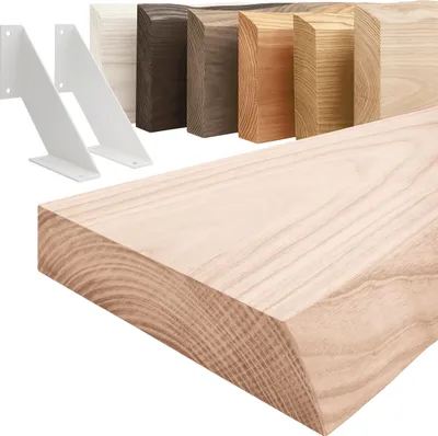 Produktbild von LAMO Manufaktur Wandregal Holz Baumkante  |  Regal Farbe:  Roh  | mit weißem Vintage Regalträger | 120 cm