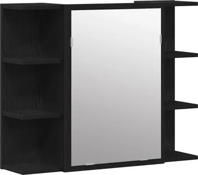 Produktbild von vidaXL | Spiegelschrank | mit Regal Schwarz Eichen-Optik 80 x 20,5 x 64 cm