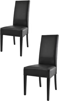 Image de Tommychairs - Lot de 2 chaises modernes LUISA pour la cuisine et la salle à manger, structure robuste en bois de hêtre laqué couleur noire, rembourrées et avec schwa