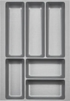Produktbild von ORGA-BOX II Besteckeinsatz Tiefe 462 mm, Höhe 50,5 mm für Nobilia Küchen Canvas-Struktur silbergrau Breite 309 mm für Schubladen 400 mm