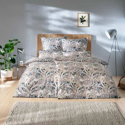 Produktbild von Estella Mako-Satin Bettwäsche 135x200 Anastasia navy blau beige Paisley 7986-655