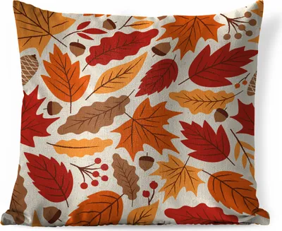 Produktbild von MuchoWow® Zierkissen Sofakissen Wohnzimmer Dekokissen 45x45 cm Blätter - Eichel - Herbst - Zeichnung - Schlafpolster - Polster für das Sofa