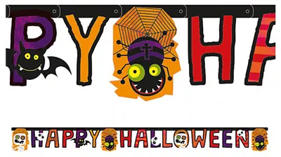Produktbild von Halloween Deko Girlande 180 cm mit Grusel Motiven