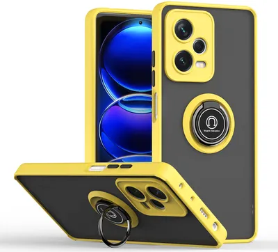 Produktbild von Redmi Note 12 Pro+ Hülle, Ring Halter Ständer Matte Transluzent TPU Rahmen Stoßfest Schutzhülle für Xiaomi Redmi Note 12 Pro+ Gelb