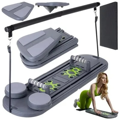 Productafbeelding van Multifunctionele Pilates oefenplank met handgrepen, 97 x 35 cm, grijs