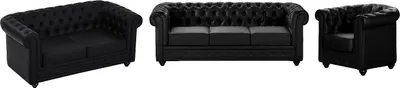 Produktbild von 3-Sitzer Sofas, 2-Sitzer Sofas und Sessel aus schwarzem - CHESTERFIELD