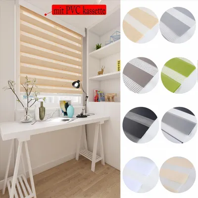 Produktbild von Doppelrollo 120x160cm PVC Klemmfix ohne bohren fenster Kettenzugrollos Linen