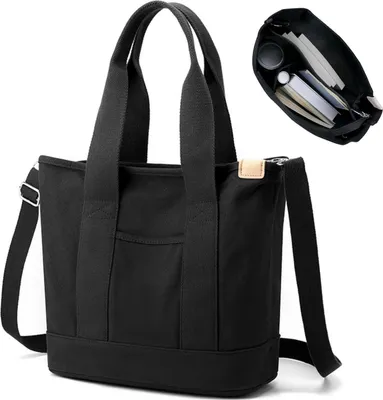 Produktbild von Canvas Handtasche für Damen mit Reißverschluss, Schultergurt und großem Fassungsvermögen