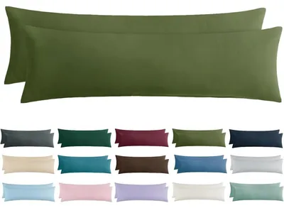 Zdjęcie produktu dla Zestaw 2 poszewek na poduszki, 40x145 cm, kolor oliwkowy, mikrofibra, z zamkiem błyskawicznym