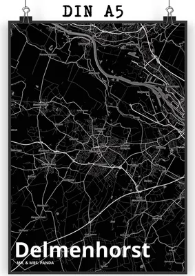 Produktbild von Mr. & Mrs. Panda Bild Delmenhorst DIN A5 - Geschenk, drucke, Stadt, Wandschmuck, Dorf Karte Landkarte Map Stadtplan, Plakat, wanddeko, Posterdruck