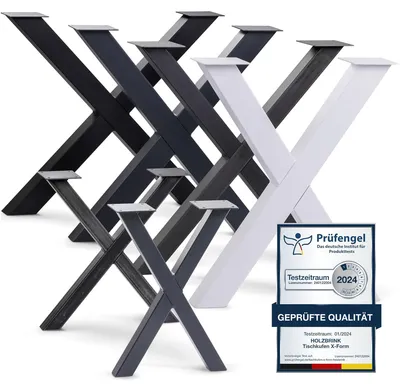 Produktbild von HOLZBRINK Tischkufen X-Form aus Vierkantprofilen 60x60 mm, x-förmiges Tischgestell 60x72 cm, Tiefschwarz, HLT-03-G-CC-9005
