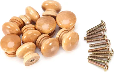 Obrázek produktu pro 10 úchytek z přírodního dřeva pro kuchyňské skříňky, zásuvky a dvířka (M 28 mm)