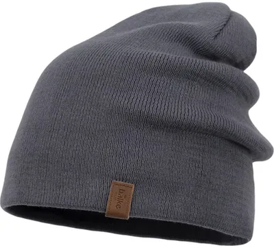 Balke Feinstrick Beanie Unifarben aus reiner Baumwolle in grau