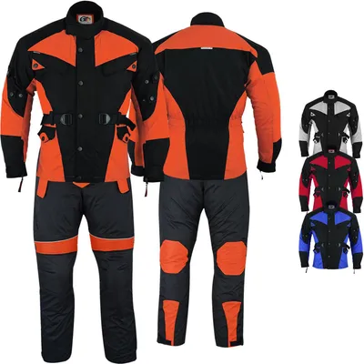Produktbild von 2-teiler Motorradkombi Cordura Textilien Motorradjacke + Motorradhose, Größe:48/S, Farbe:Orange