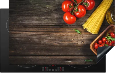Produktbild von KitchenYeah© Herdabdeckplatte Nudeln - Tomate - Küche , 83x51cm, Küche Deko, Glaskeramikkochfeld Herdabdeckung, Abdeckplatte fùr Kochfeld