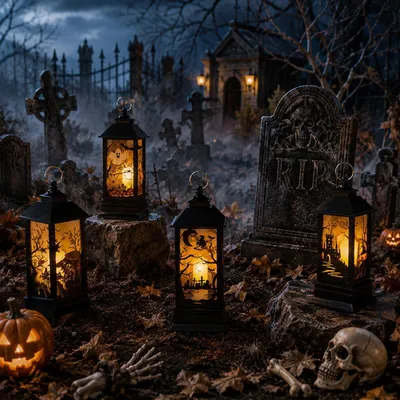 Productafbeelding van Halloween lantaarn, herfstdecoratie, pompoen kaars met batterij