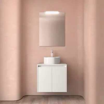 Produktbild von Badezimmermöbel BALTIC 600 2 Türen WHITE SATIN + Waschtisch-Platte