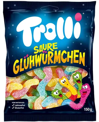 Productafbeelding van Trolli 4000512463429 Trolli Fruitgummie, ZURE GLIMWORMEN, 150 g