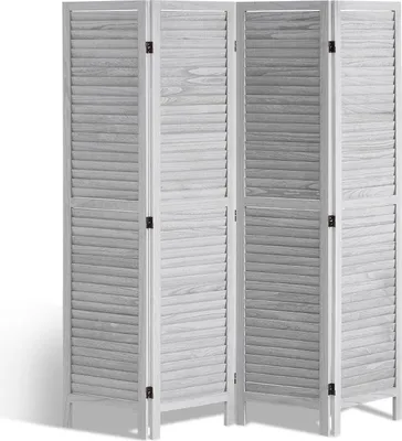 Produktbild von VEVOR Raumteiler 4-tlg. faltbare Sichtschutz Paravent, 170 cm hohe Trennwand tragbarer Dekorationsschirm zur Raumtrennung, Raumtrenner geeignet für Büro Restaurant Schlafzimmer (Hellgrau)