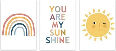 Produktbild von TPFLiving Kunstdruck LW-1011 (OHNE RAHMEN) Poster - Leinwand - Wandbild - Hochauflösender Giclée-Druck, langlebig und hochwertig - You are my sunshine für Kinderzimmer -  - Größe: 40x50cm