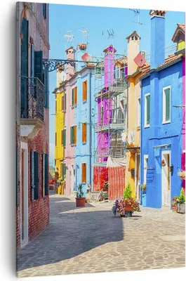 Produktbild von Bild auf Leinwand - Leinwandbild - Einteilig - Straße Haus Blumen - 70x100cm - Wand Bild - Wanddeko - Wandbilder - Leinwanddruck - Wanddekoration - Leinwand bilder - Wandbild - PA70x100-3825