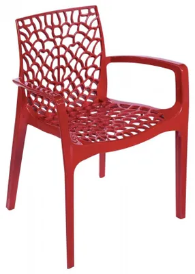 Image de Chaise Grand Soleil avec accoudoirs - Couleur : Rouge - Empilable - 1 pièce