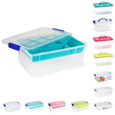 Image de Boîtes de rangement en plastique empilables avec couvercle, 9 litres
